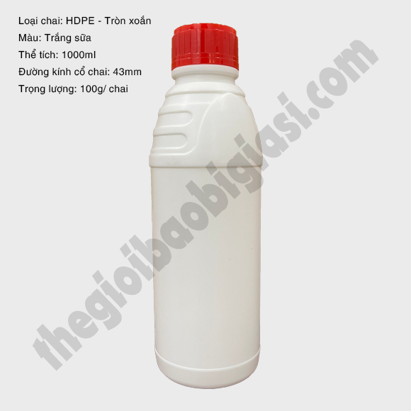 CHAI NHỰA HDPE TRÒN XOẮN 1000ML