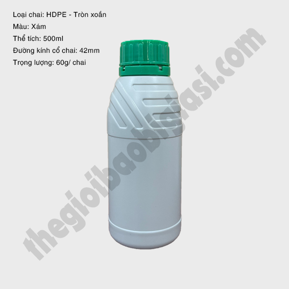 CHAI NHỰA HDPE TRÒN XOẮN 500ML