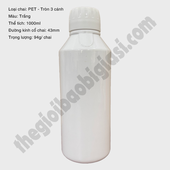 CHAI NHỰA PET TRÒN 3 CÁNH 1000ML 