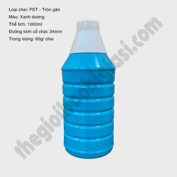 CHAI NHỰA PET TRÒN GÂN 1000ML