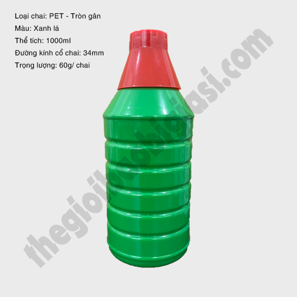 CHAI NHỰA PET TRÒN GÂN 1000ML