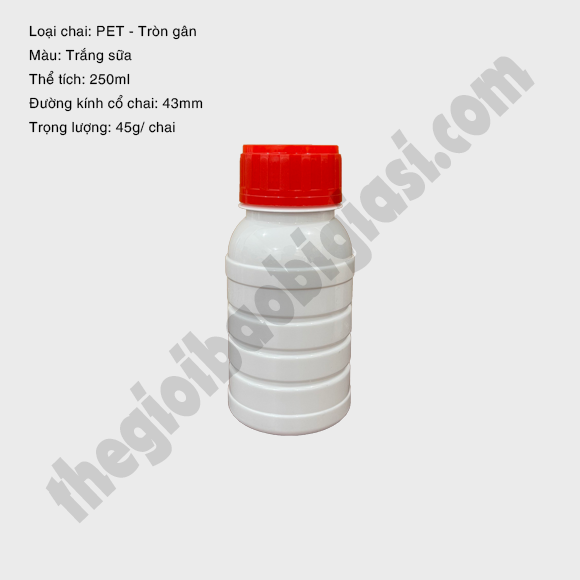 CHAI NHỰA PET TRÒN GÂN 250ML