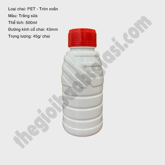 CHAI NHỰA PET TRÒN XOẮN 500ML