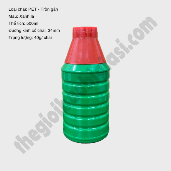 CHAI NHỰA PET TRÒN GÂN 500ML