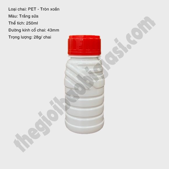 CHAI NHỰA PET TRÒN XOẮN 250ML